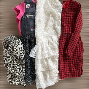 Assorted Girls' Dresses - Red, White, Leopard Print